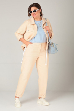 Брюки женские джинсовые с высокой талией и классикой GRATTO 3230 песок - фото 1