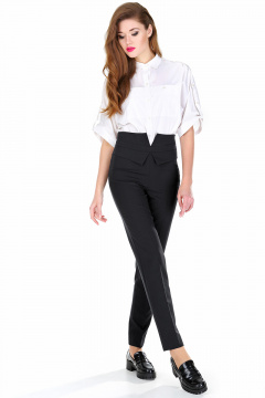 Брюки прямого силуэта с высокой посадкой из текстиля DNM 019 черный - фото 1