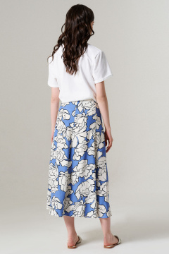 Легкая летняя юбка из вискозы с разрезом и подкладкой Панда 149750w голубой - фото 2