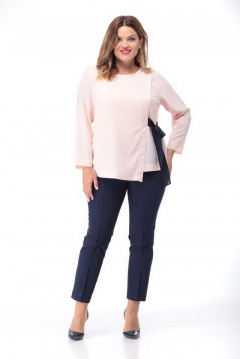 Блуза прямого силуэта с завязками из отделочной ткани и коротким рукавом Djerza 0210 чайная_роза - фото 3