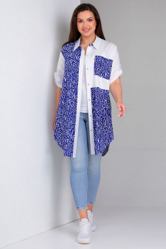 Рубашка в стиле casual из вискозы и текстиля с длинным рукавом Таир-Гранд 62360 василек - фото 4