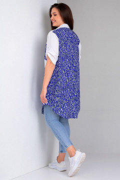 Рубашка в стиле casual из вискозы и текстиля с длинным рукавом Таир-Гранд 62360 василек - фото 2