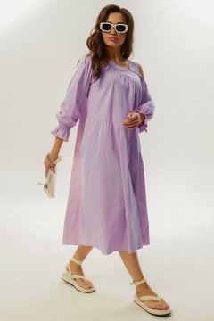 Платье свободное асимметричное с круглым вырезом Mislana С937 сирень - фото 3