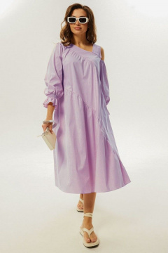 Платье свободное асимметричное с круглым вырезом Mislana С937 сирень - фото 1