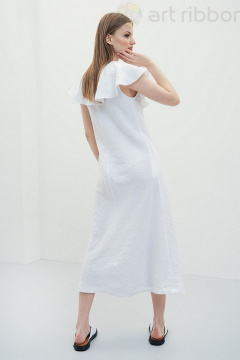 Платье летнее базовое из льна с карманами и воланами Art Ribbon M3896P - фото 3