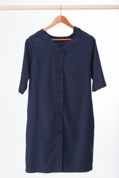 Платье прямое с карманами, вязка из вискозы, ¾ рукав Anelli 334 т.синий - фото 5