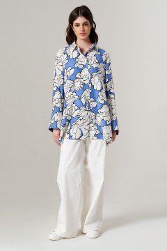 Блуза из вискозы с длинным рукавом на лето Панда 149243w голубой - фото 1