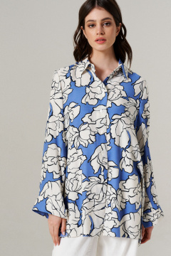 Блуза из вискозы с длинным рукавом на лето Панда 149243w голубой - фото 2