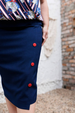 Платье из хлопка с запахом и шлицей на юбке Romanovich Style 1-2539 синий - фото 5