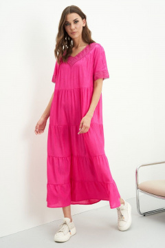 Летнее платье реглан и воланы из легкой ткани для летних прогулок Fantazia Mod 4475 фуксия - фото 3