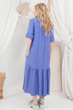 Льняное платье с сборками, рубашечным воротником и карманами AMORI 9646 - фото 5