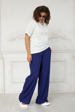 Летние свободные брюки из вискозы с карманами BegiModa 6030 индиго - фото 2