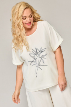 Блуза свободного силуэта из шифона с вышивкой и разрезом Angelina & Сo 842 - фото 1