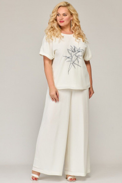 Романтичный летний комплект из шифона: блузка и брюки с вышивкой Angelina & Сo 844 - фото 1