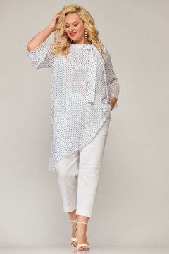 Белая удлиненная блузка свободного силуэта с асимметричным низом Angelina & Сo 851 - фото 3