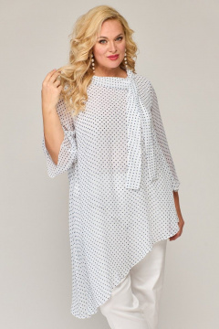 Белая удлиненная блузка свободного силуэта с асимметричным низом Angelina & Сo 851 - фото 1