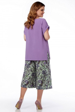 Костюм из хлопка блуза и кюлоты с складками и карманами LaKona 1435 лиловый - фото 2