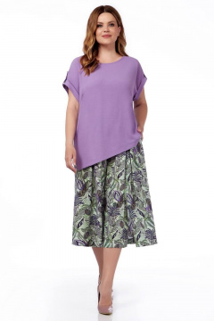 Костюм из хлопка блуза и кюлоты с складками и карманами LaKona 1435 лиловый - фото 1