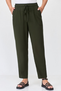 Брюки летние прямые из вискозы с карманами DaLi 4468 хаки. - фото 2