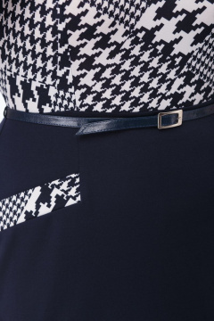 Теплое платье с карманами, съемным поясом и отрезом по линии талии Anelli 107 сине-белый - фото 4