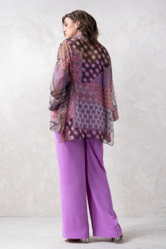 Летний комплект из текстиля: блуза, брюки и топ в фиолетовом стиле Avanti 1375-6 - фото 2