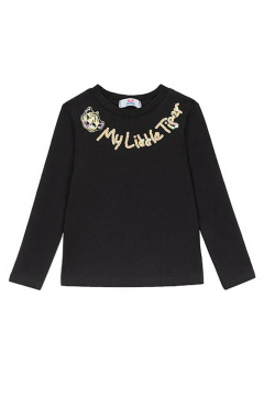 Джемпер из хлопка с принтом для девочки в повседневном стиле Bell Bimbo 192067 черный - фото 1