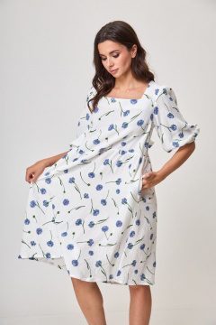 Легкое летнее платье муслиновое с завязками и глубоким вырезом спинки Anelli 1295 васильки - фото 4