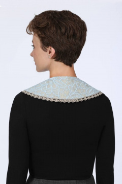 Круглогодичный голубой воротник из кружева и льна Полинушка 1228 голубое_кружево - фото 3