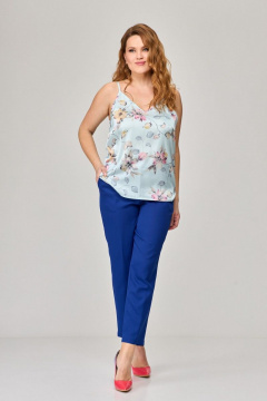 Легкий летний топ из вискозы с V-вырезом Abbi 4013 голубой - фото 4