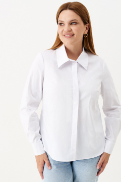 Блуза из хлопка с рубашечным воротником и пуговицами Панда 151940w белый - фото 1