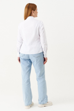 Блуза из хлопка с рубашечным воротником и пуговицами Панда 151940w белый - фото 2