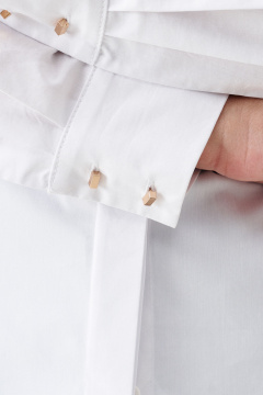 Блуза из хлопка с рубашечным воротником и пуговицами Панда 151940w белый - фото 3