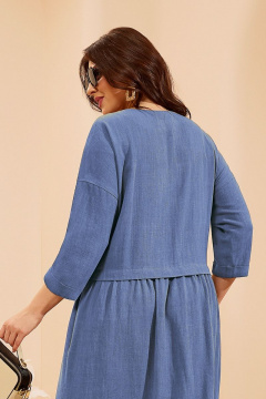 Платье с округлым вырезом, спущенными плечами и карманами Lissana 4676 джинс - фото 5