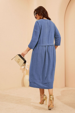 Платье с округлым вырезом, спущенными плечами и карманами Lissana 4676 джинс - фото 4