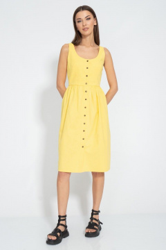 Летнее желтое платье с пуговицами на бретелях Kivviwear 3066.01 - фото 5