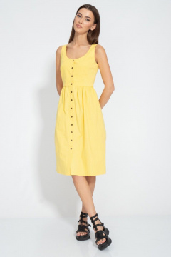 Летнее желтое платье с пуговицами на бретелях Kivviwear 3066.01 - фото 4