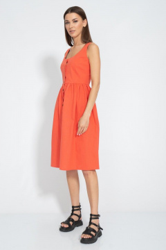Летнее оранжевое платье с пуговицами на бретелях Kivviwear 3066.02 - фото 5