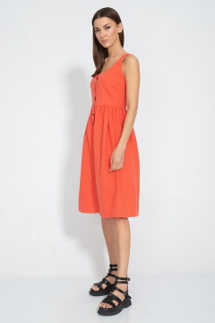 Летнее оранжевое платье с пуговицами на бретелях Kivviwear 3066.02 - фото 1
