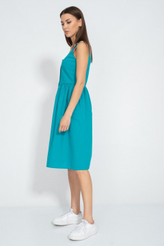 Летнее бирюзовое платье с пуговицами на бретелях Kivviwear 3066.03 - фото 5