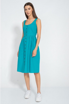 Летнее бирюзовое платье с пуговицами на бретелях Kivviwear 3066.03 - фото 2
