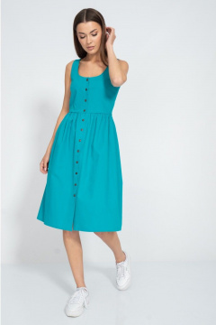 Летнее бирюзовое платье с пуговицами на бретелях Kivviwear 3066.03 - фото 1