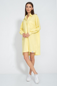 Летнее желтое платье-рубашка из льна Kivviwear 3073.03 - фото 5