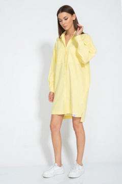 Летнее желтое платье-рубашка из льна Kivviwear 3073.03 - фото 3