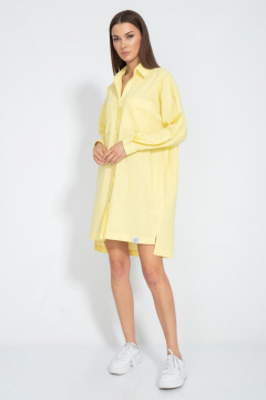 Летнее желтое платье-рубашка из льна Kivviwear 3073.03 - фото 2