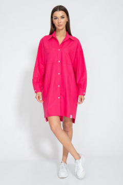 Летнее розовое платье-рубашка из льна Kivviwear 3073.04 - фото 3