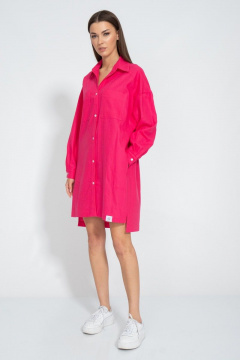 Летнее розовое платье-рубашка из льна Kivviwear 3073.04 - фото 2