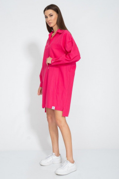 Летнее розовое платье-рубашка из льна Kivviwear 3073.04 - фото 1