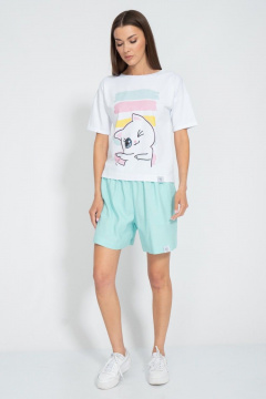 Футболка летняя из хлопка с принтом и удлиненным рукавом Kivviwear 4026.135 - фото 3