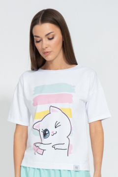 Футболка летняя из хлопка с принтом и удлиненным рукавом Kivviwear 4026.135 - фото 1