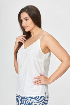 Топ с V-образным вырезом и разрезами из эластичной ткани Abbi 4013 белый - фото 4